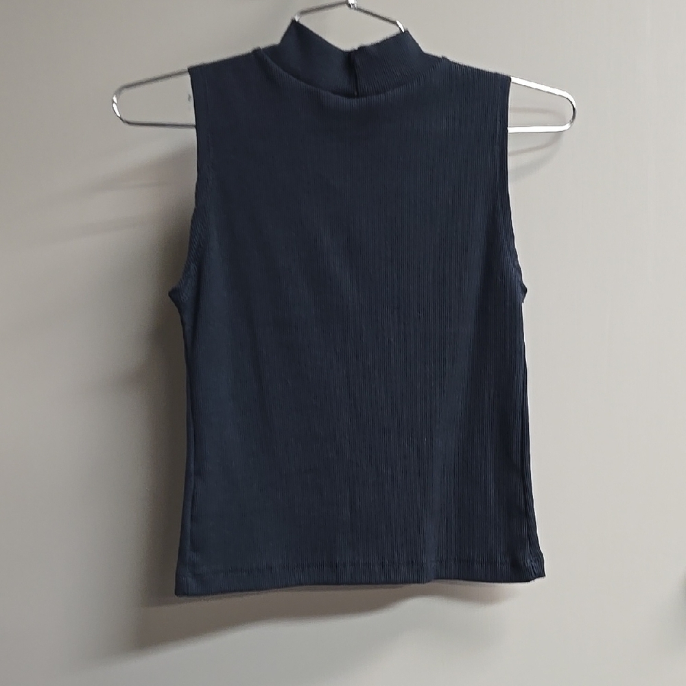 Sleeveless Black Mock Neck Top